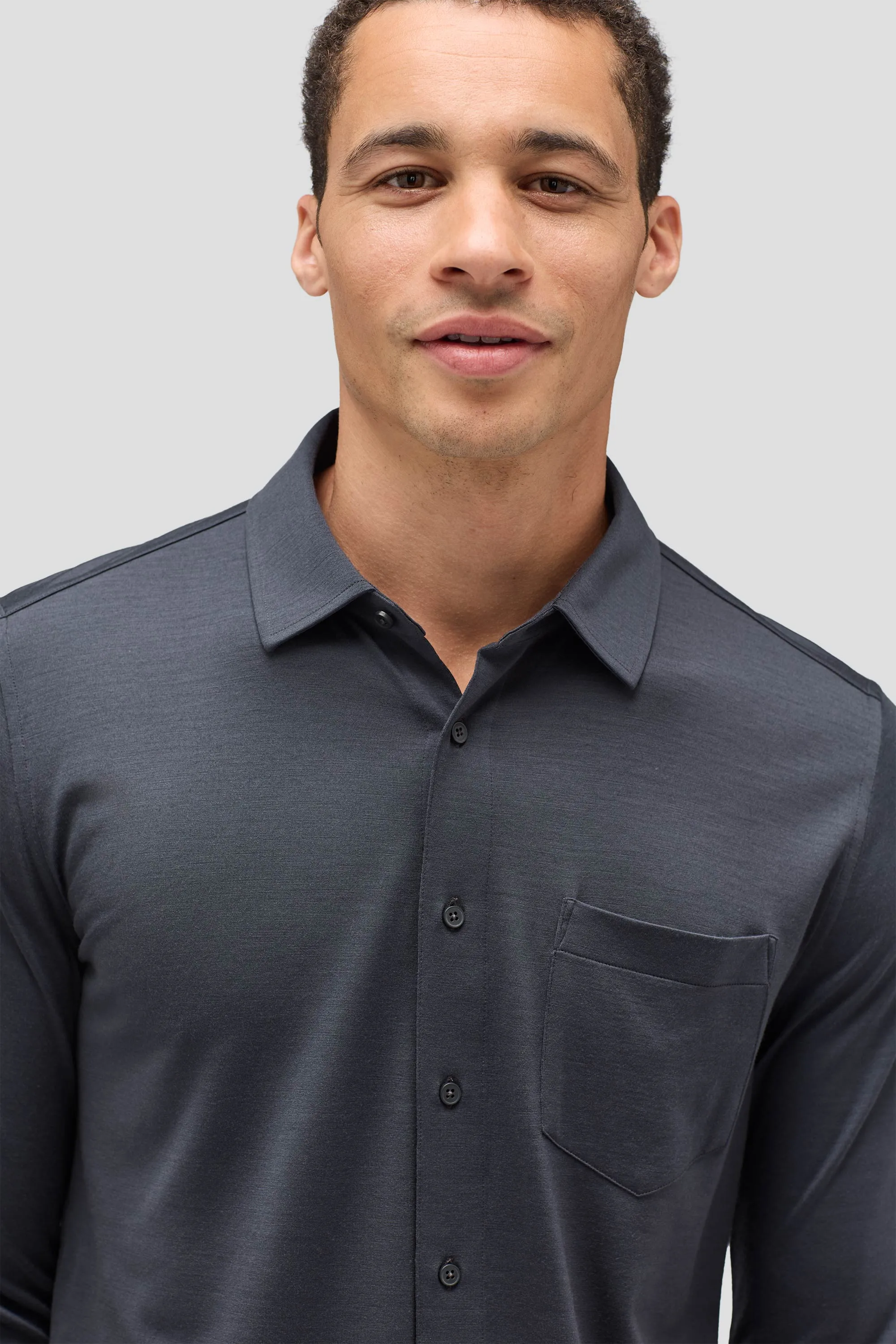 Men's Merino Jersey Button-Up