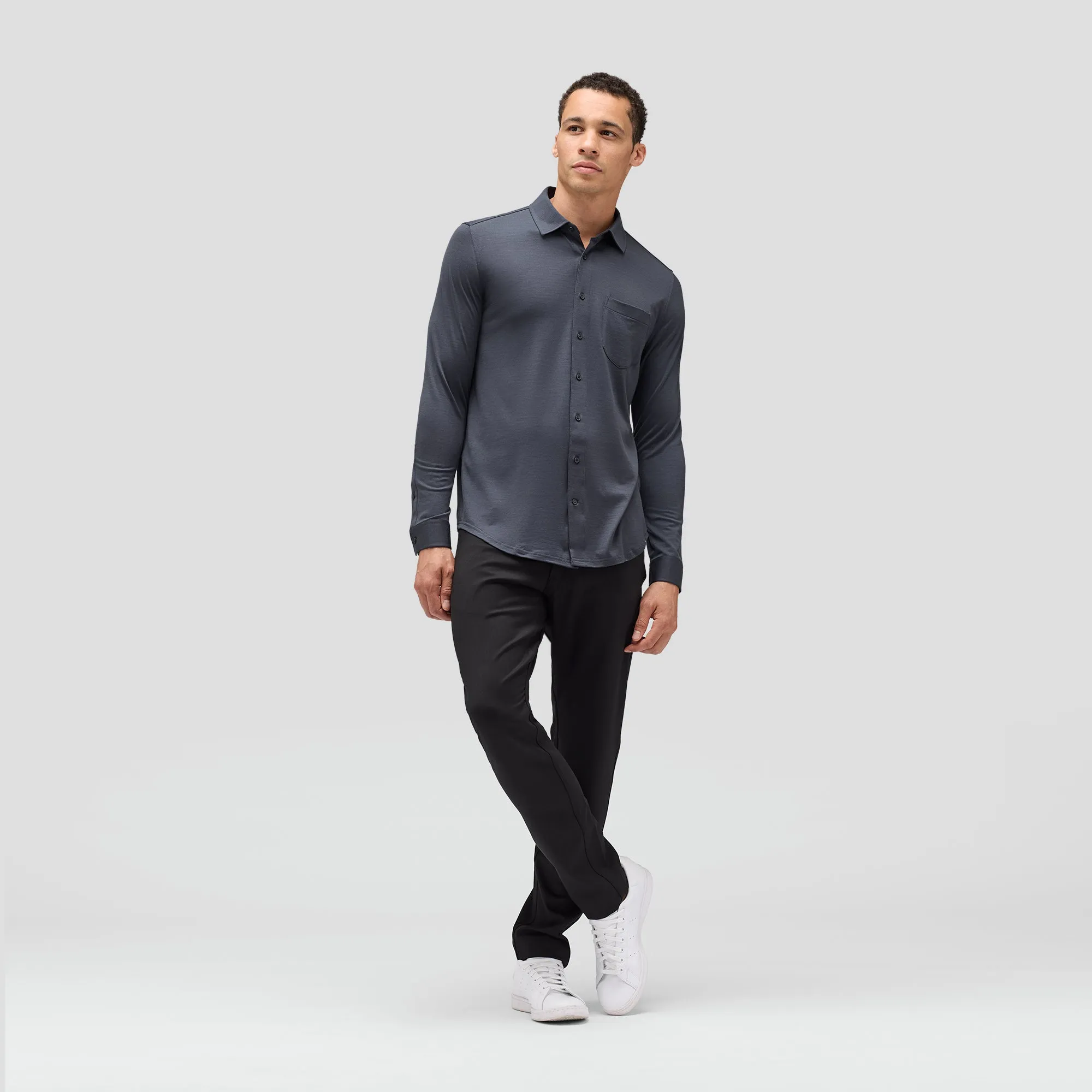 Men's Merino Jersey Button-Up