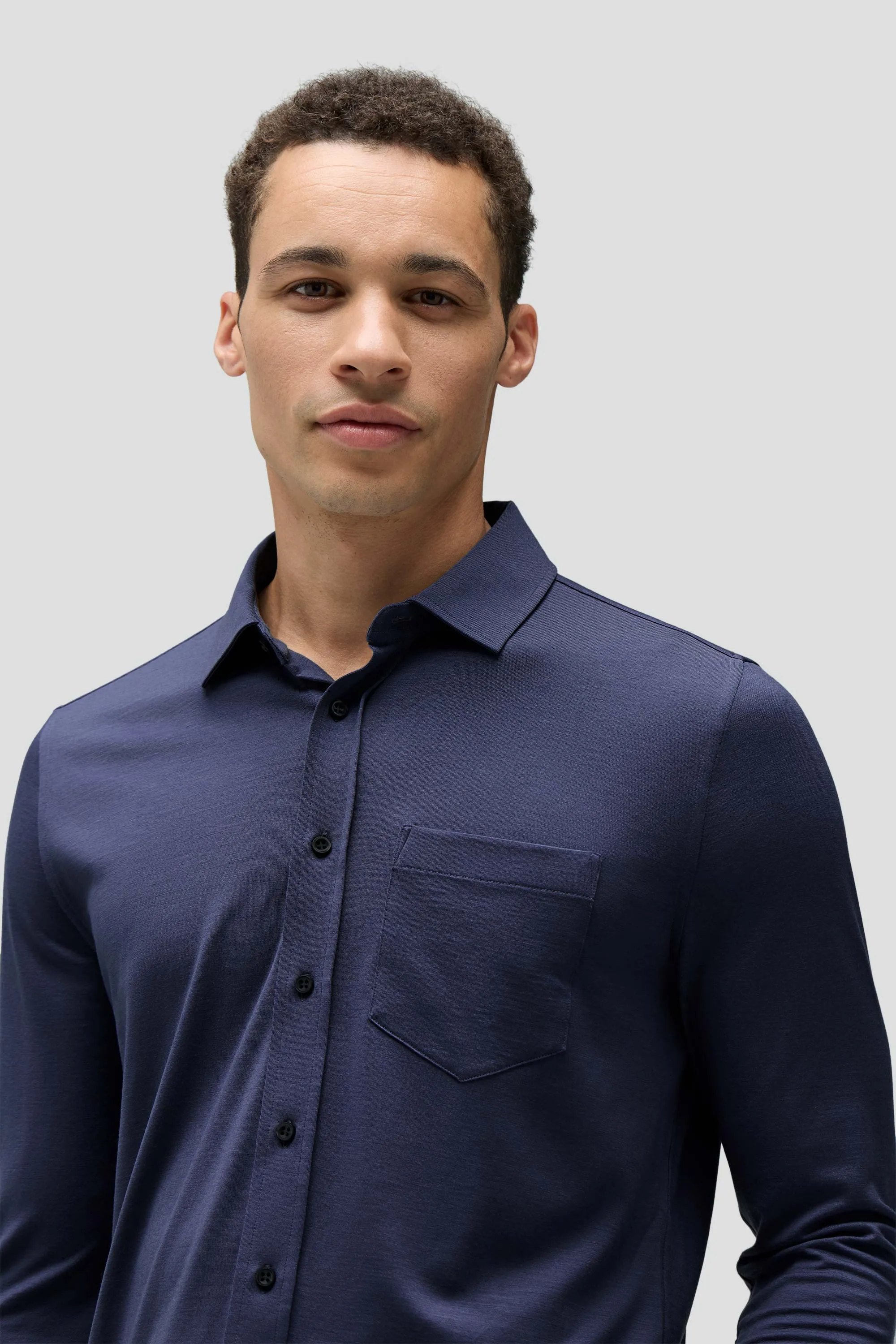 Men's Merino Jersey Button-Up