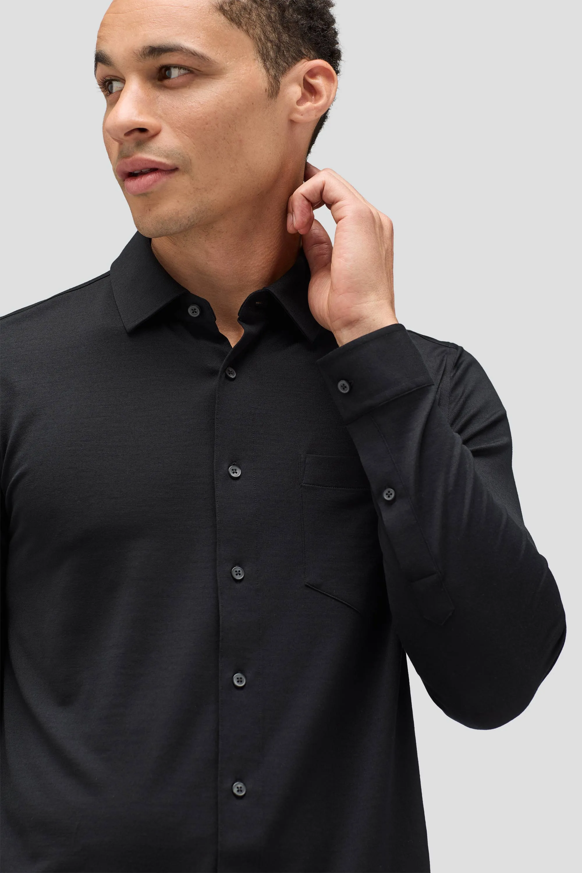 Men's Merino Jersey Button-Up