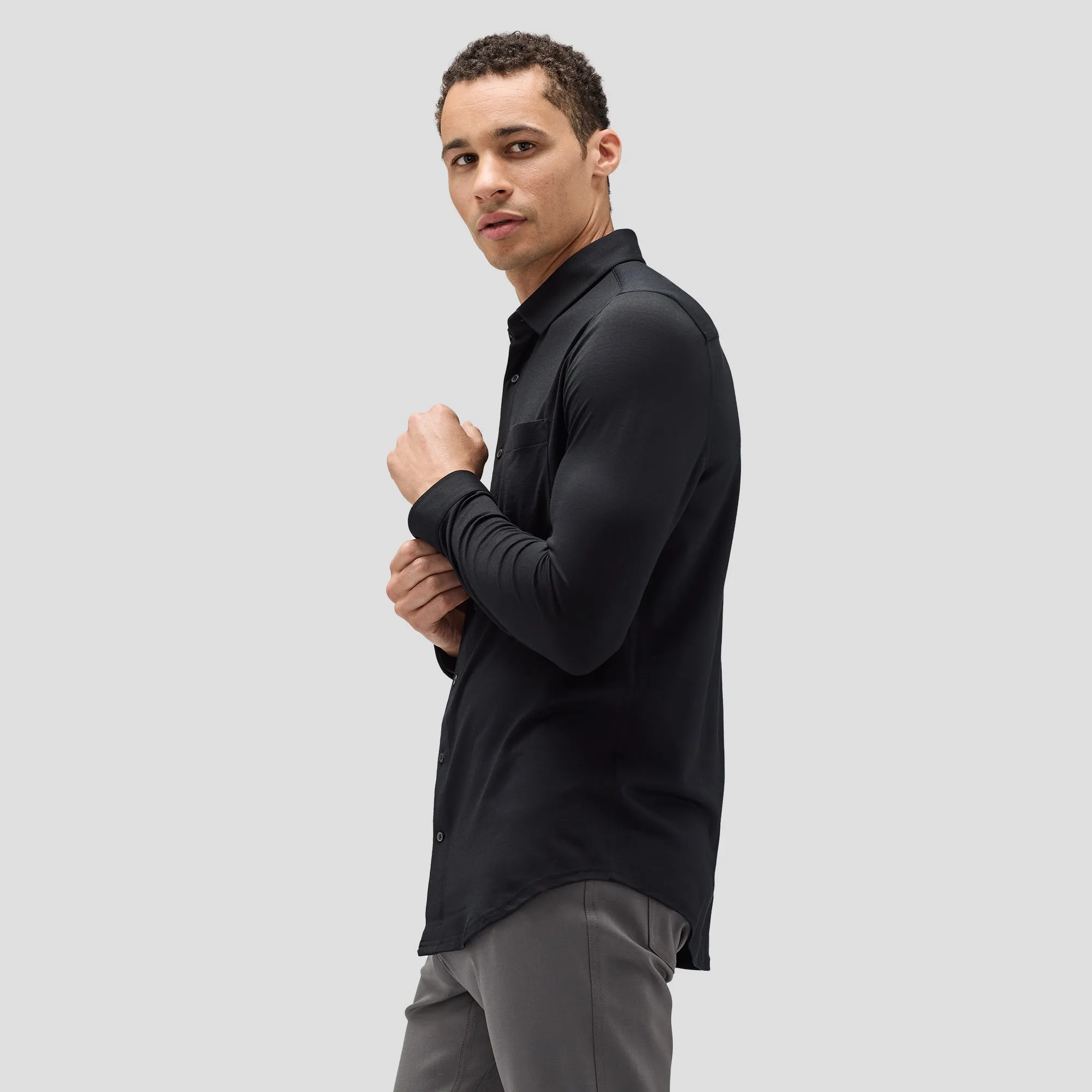 Men's Merino Jersey Button-Up