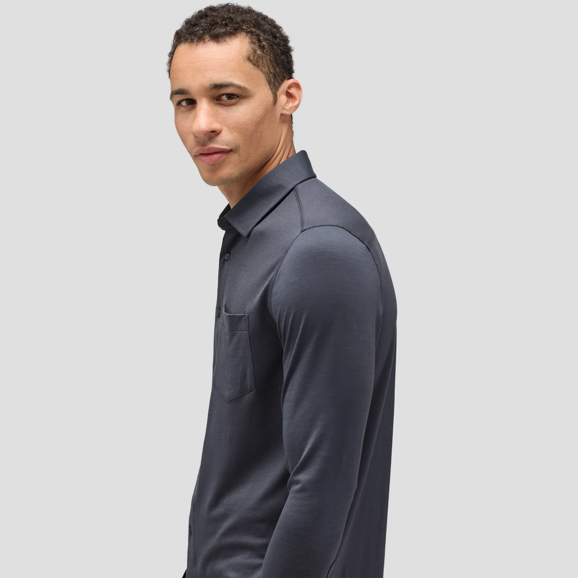 Men's Merino Jersey Button-Up