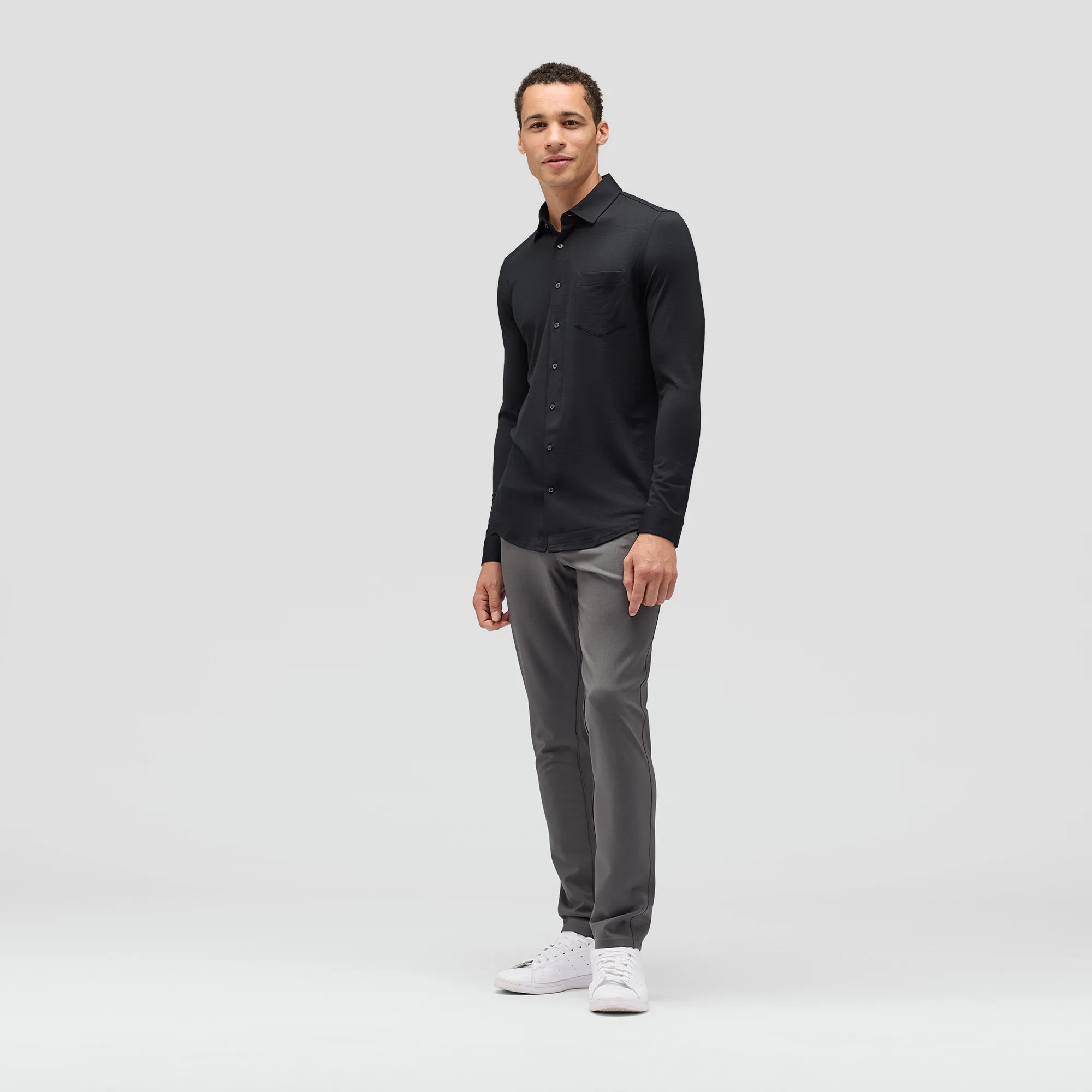 Men's Merino Jersey Button-Up