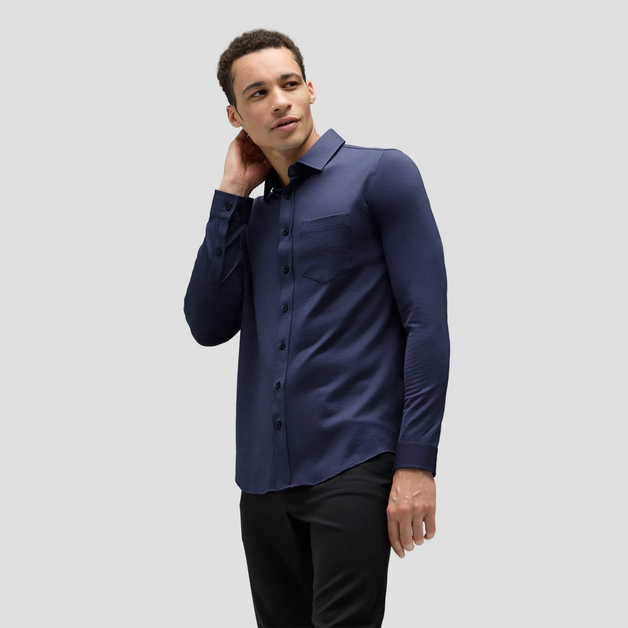 Men's Merino Jersey Button-Up