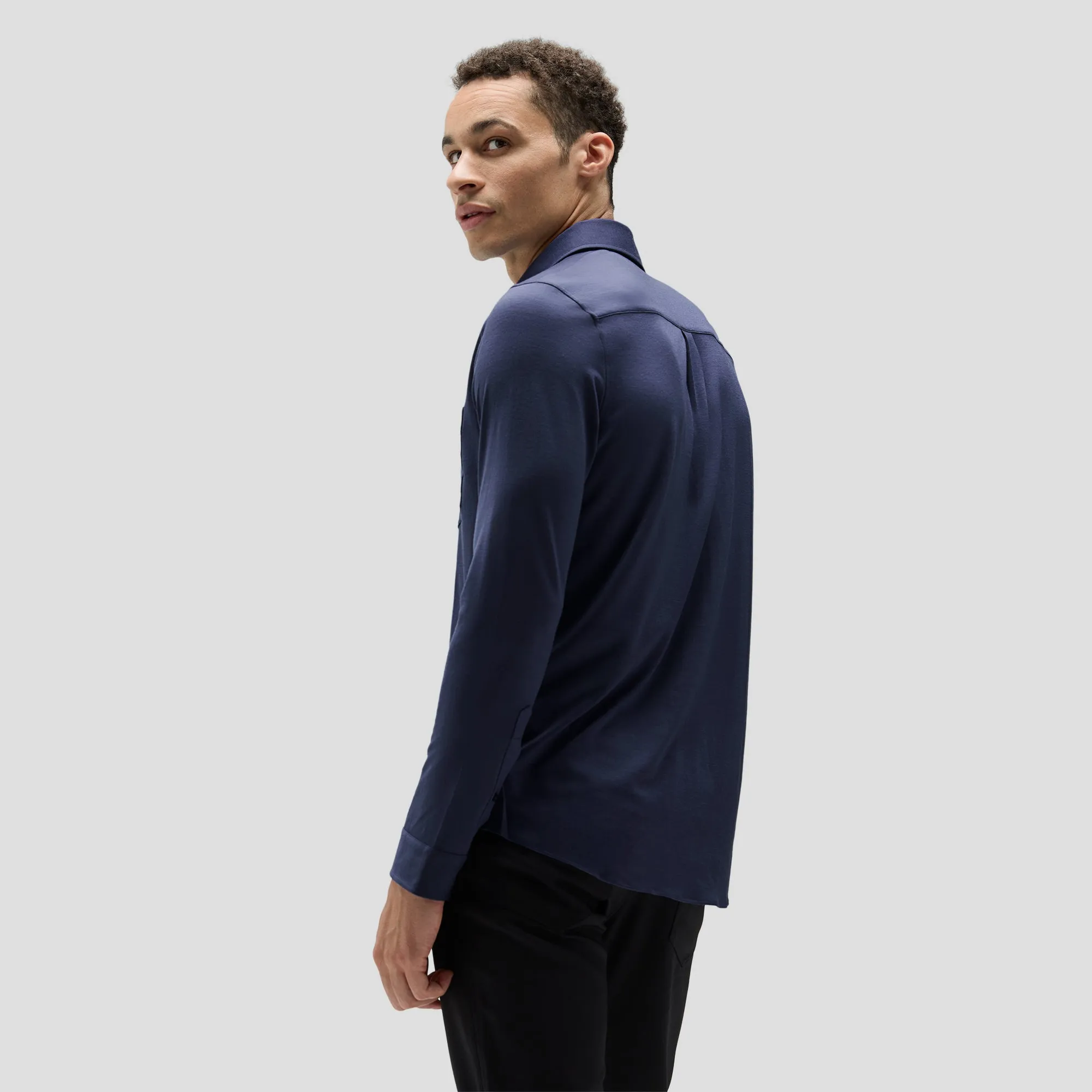 Men's Merino Jersey Button-Up