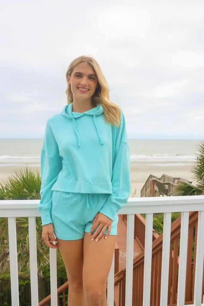 Simply Southern Seafoam Serenity Cropped Hoodie - Tropical Pineapple Accent