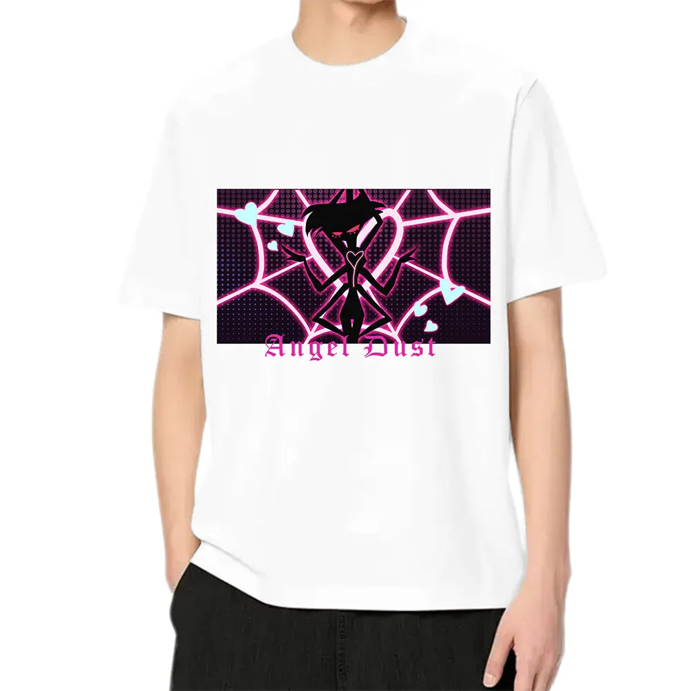 Hazbin Hotel Angel Dust Cosplay T-shirt Summer Men Women Short Sleeve Shirt