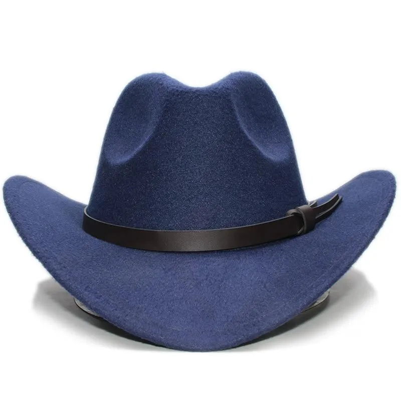 Retro Parent-Child Wool Cowboy Hat with Coffee Leather Band