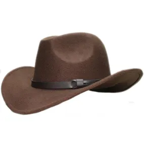 Retro Parent-Child Wool Cowboy Hat with Coffee Leather Band