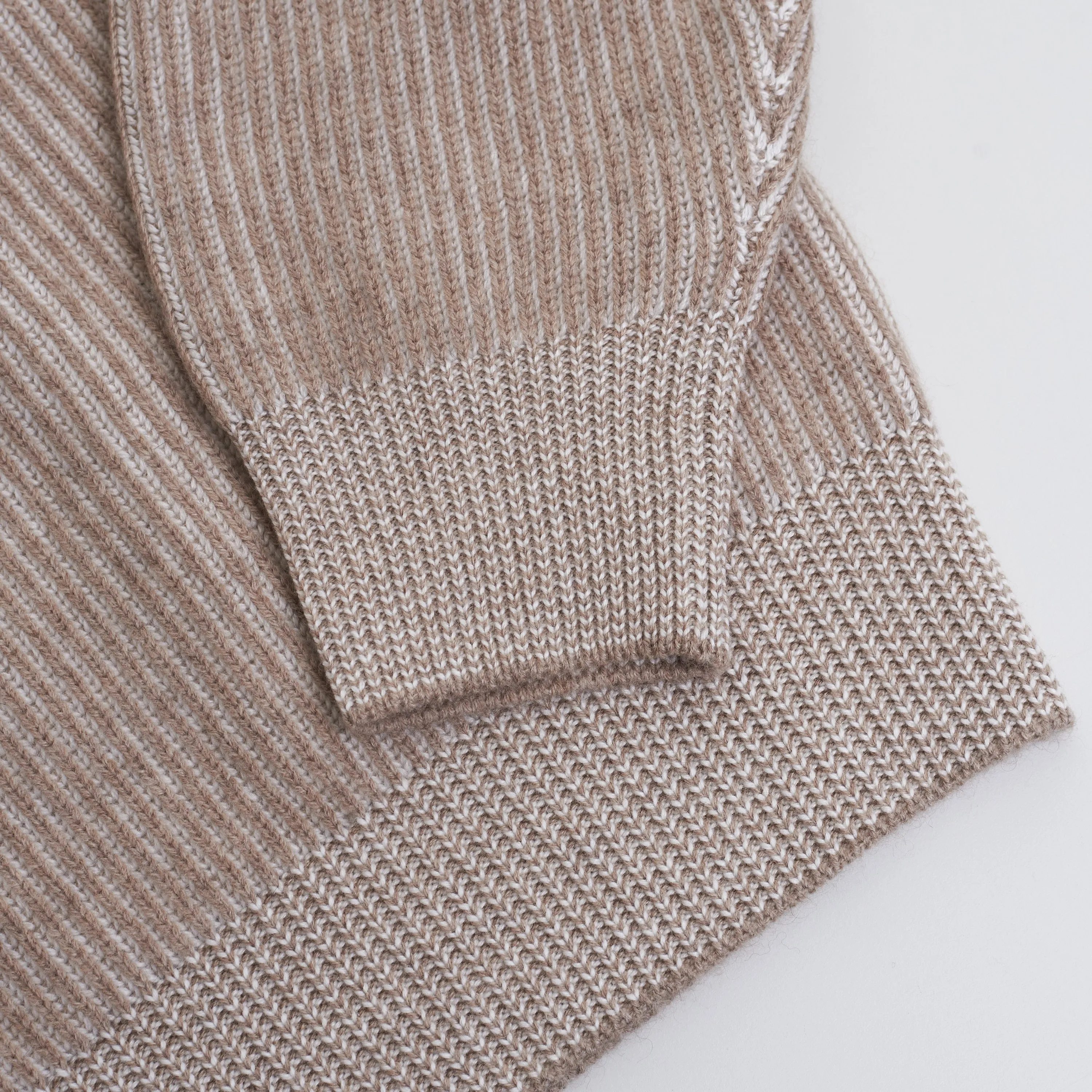 Rib Knit Crew Neck Jumper Sweater - Honey Brown Cashmere