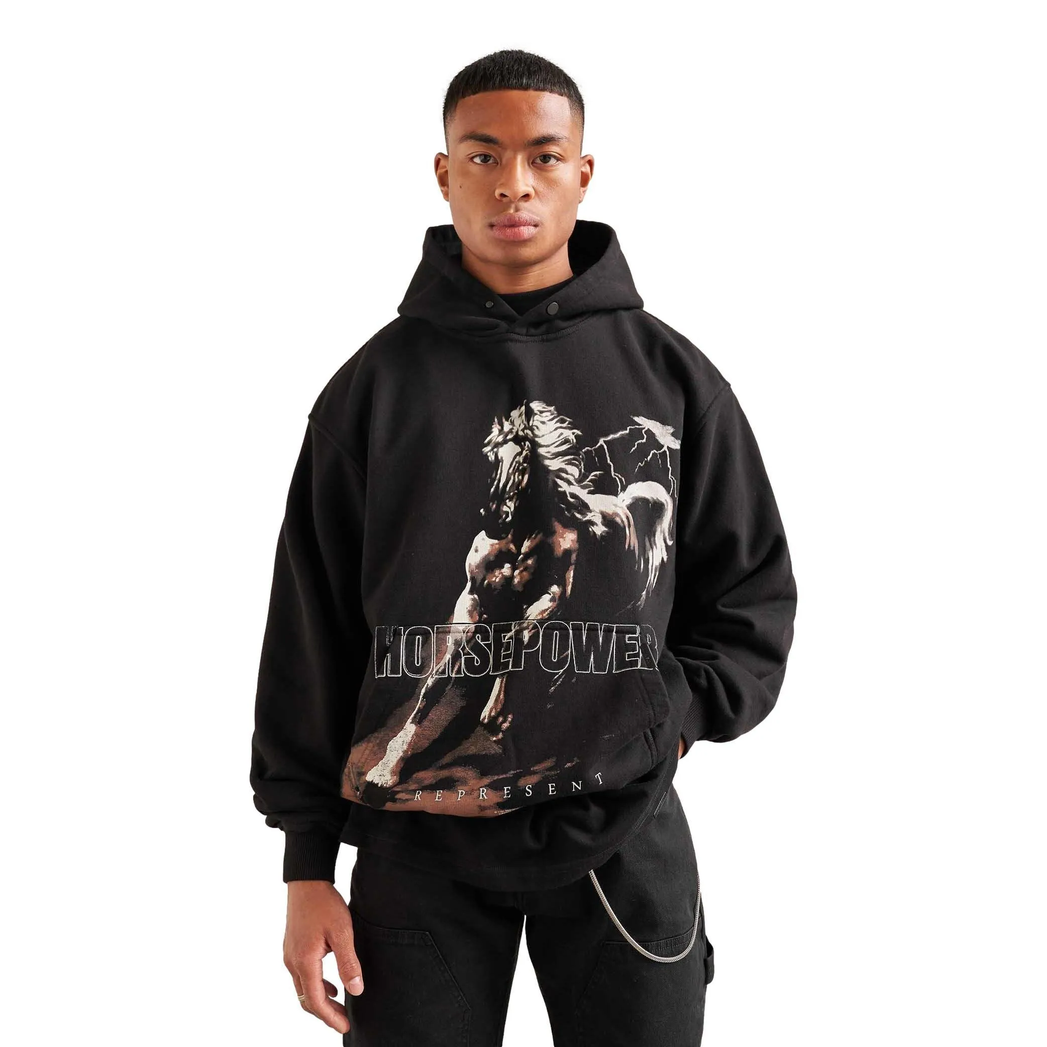 REPRESENT HORSEPOWER JET BLACK HOODIE