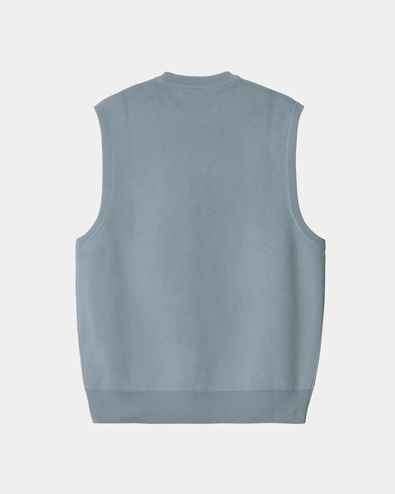 Script Vest Sweater | Misty Sky / White