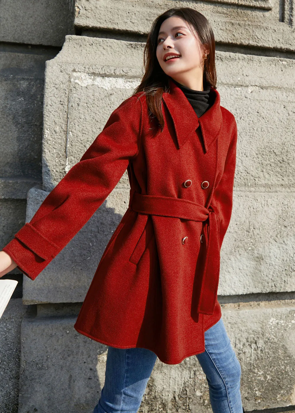 Aileen Belted Double Face Wool Coat