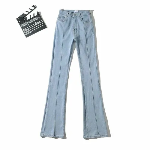 High Waist Hollow Flare Pants Denim Jeans