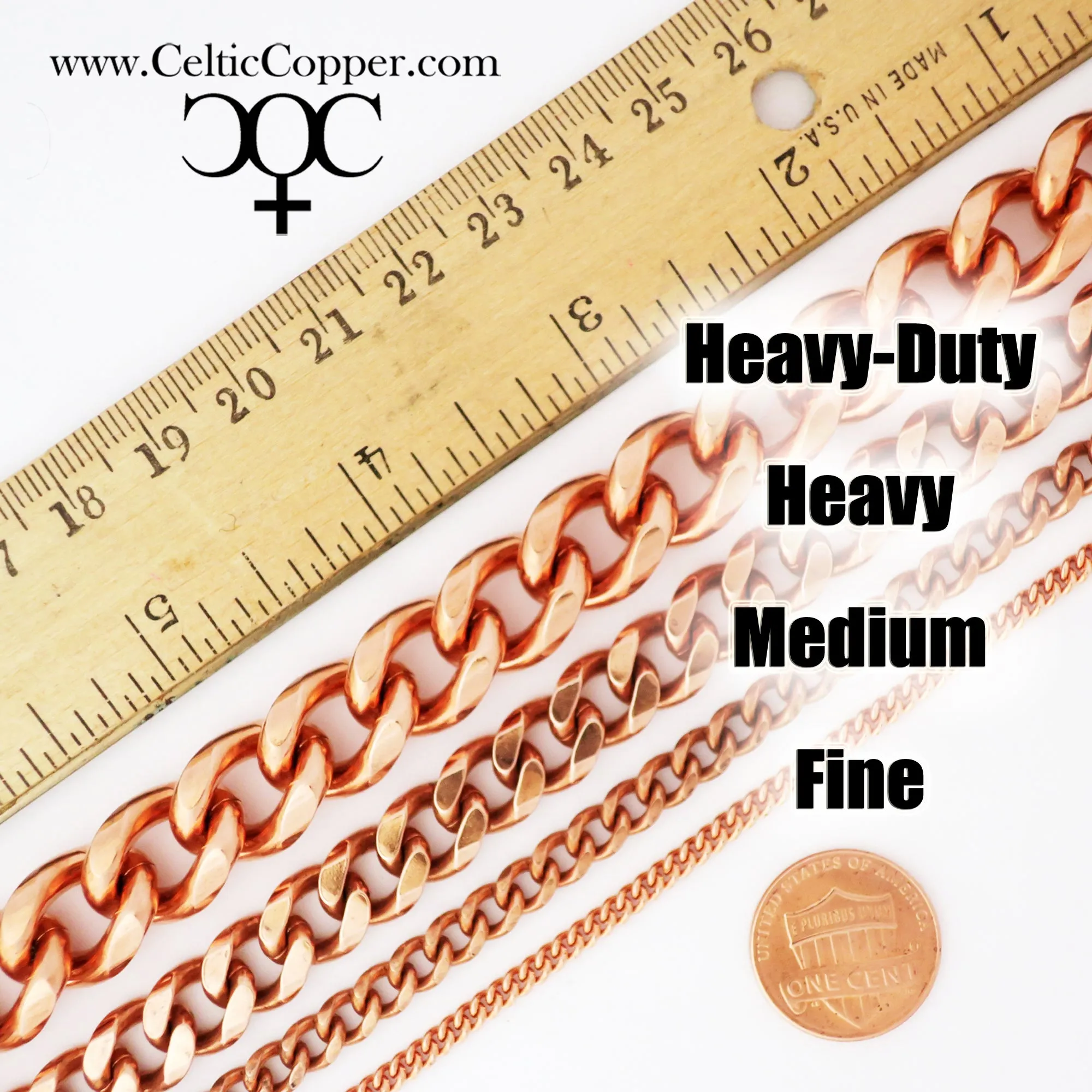 Copper Necklace Chain Set For Men Heavy Duty 24 Curb Chain Necklace And Matching Bracelet SET7924