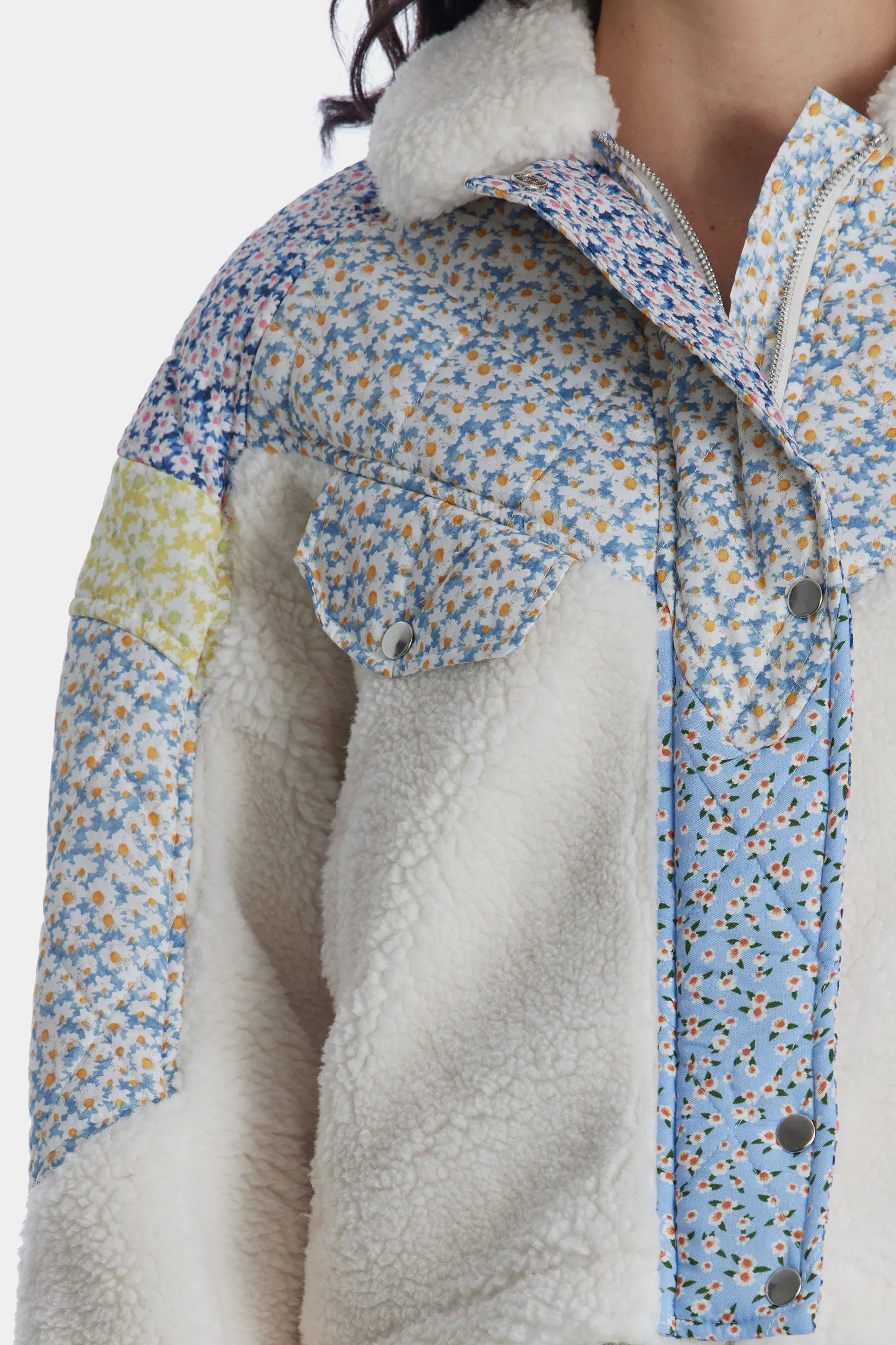 Flower Patch Collared Sherpa Jacket