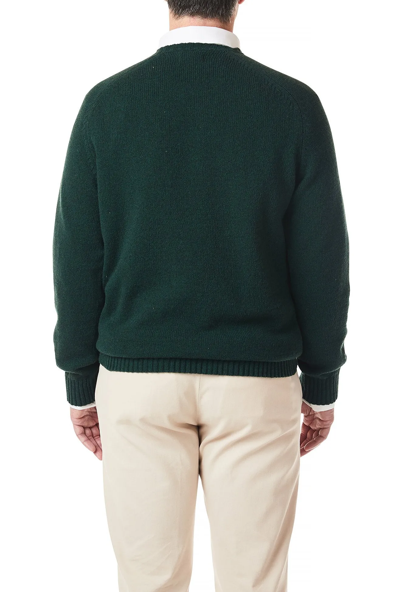 Shetland Crew Neck Sweater Tartan Green