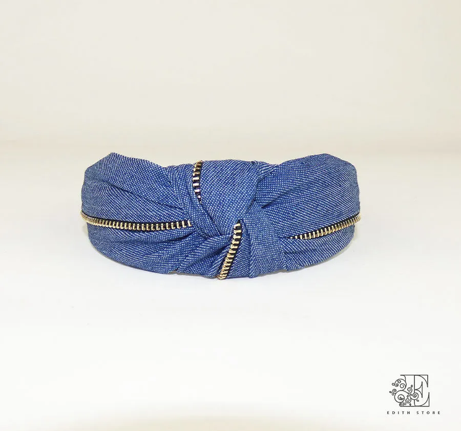 denim zipper headband