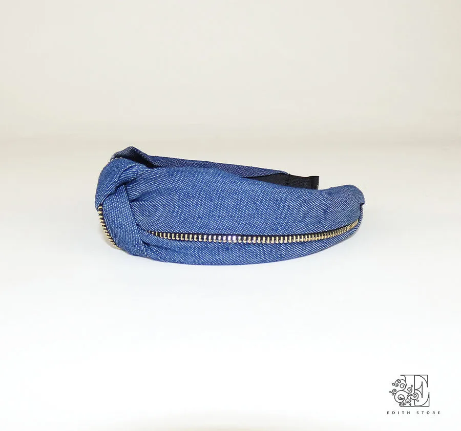 denim zipper headband