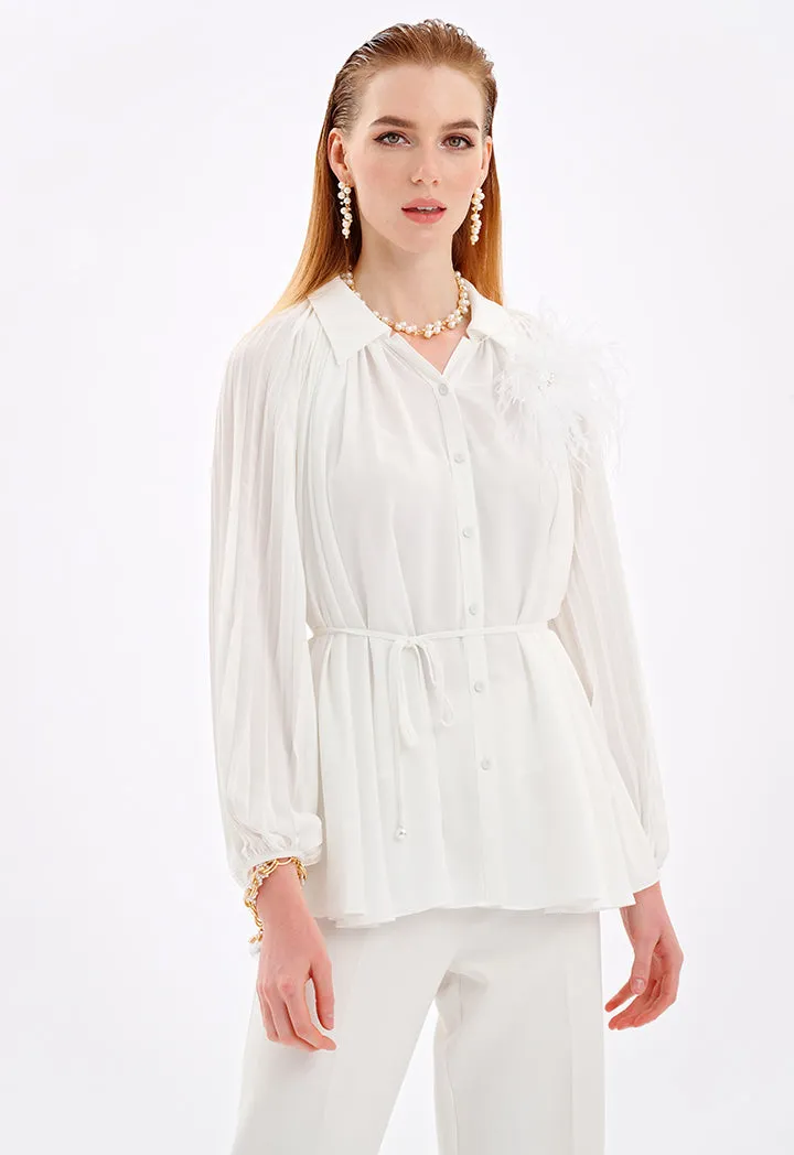 Solid Shirt With Pleated Details