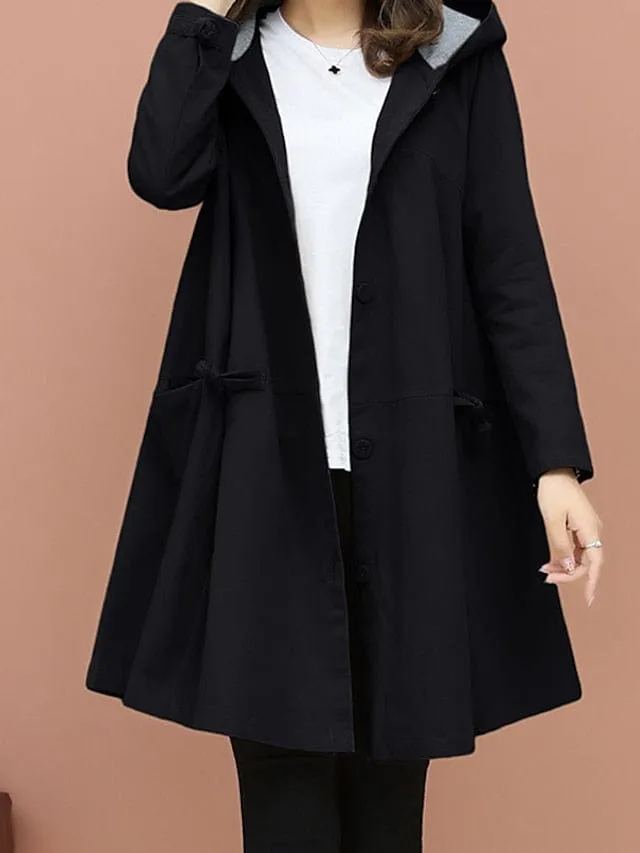 Elegant Windproof Hooded Trench Coat for Women