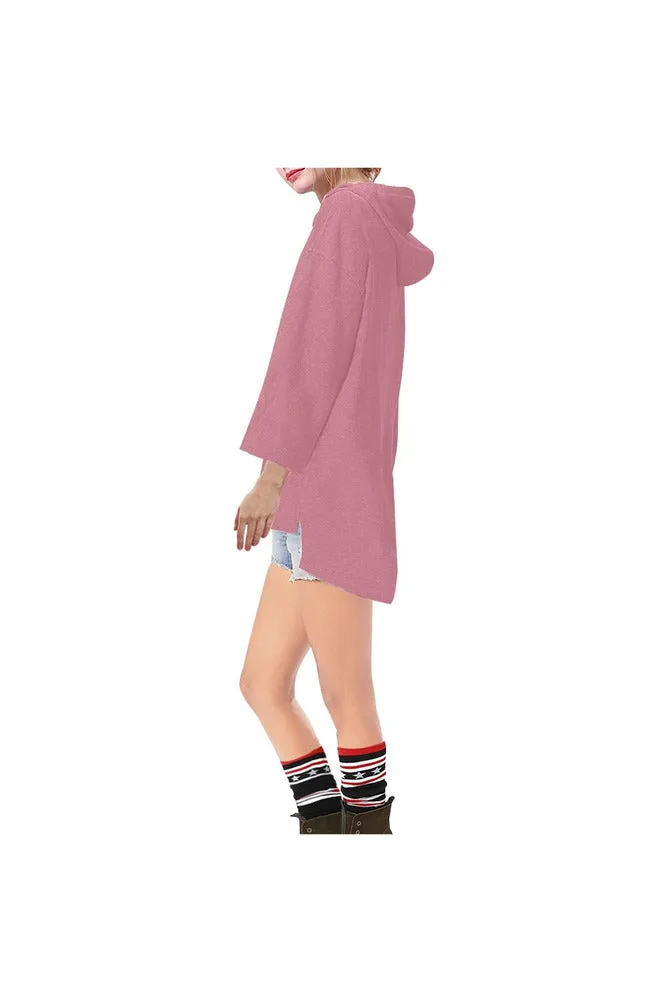 Pressed Roses Step Hem Tunic Hoodie for Women (Model H25)