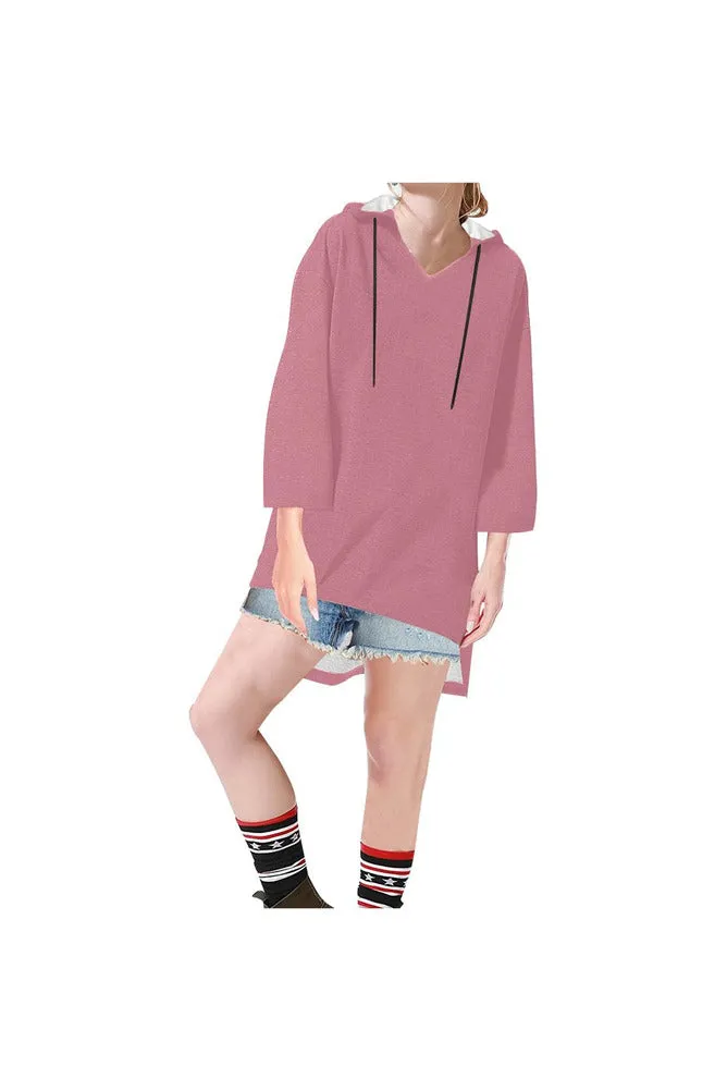 Pressed Roses Step Hem Tunic Hoodie for Women (Model H25)