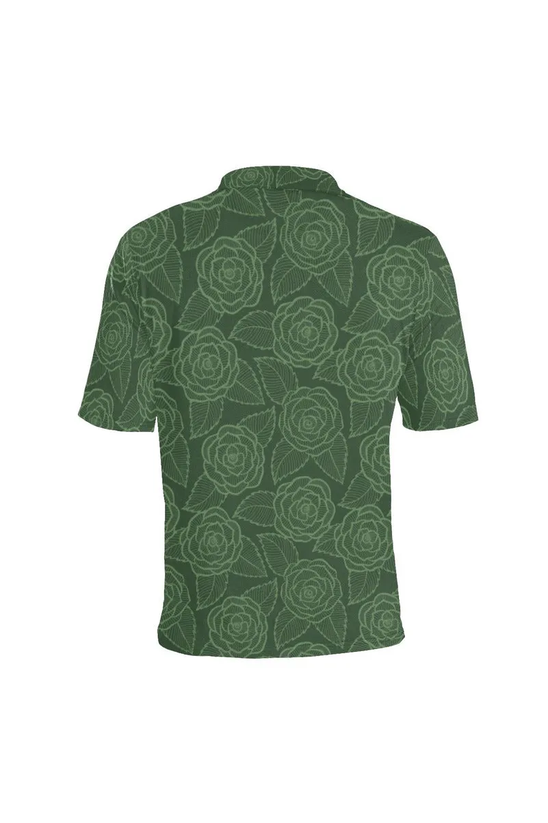 Rose Green Men's Polo Shirt