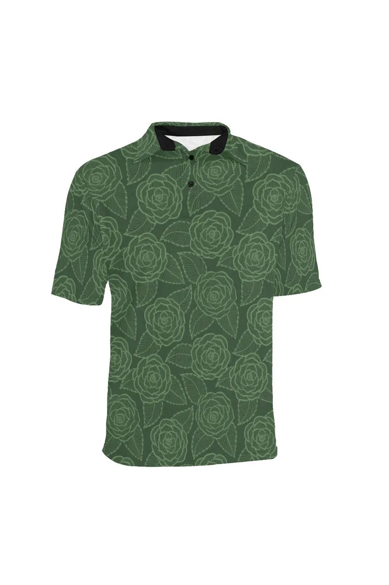 Rose Green Men's Polo Shirt