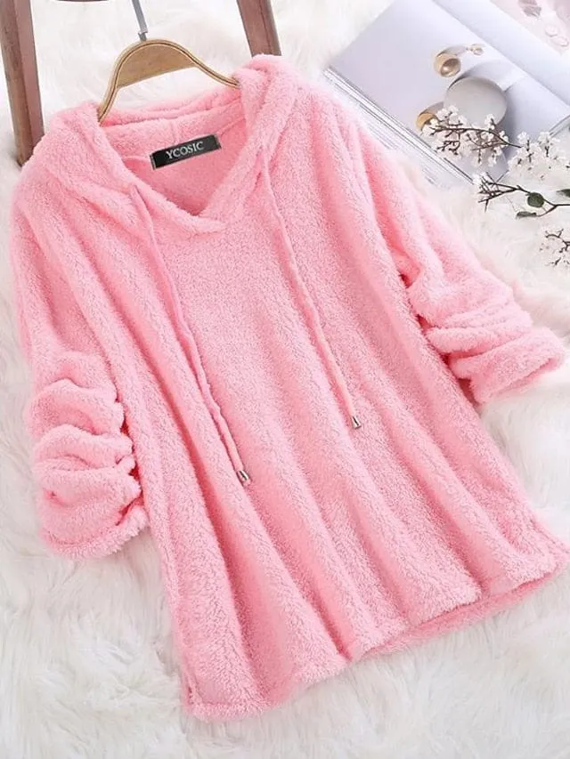 Women's Teddy Sherpa Fleece Hoodie Sweatshirt for Winter