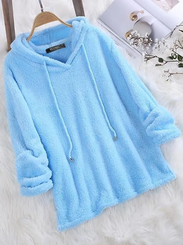 Women's Teddy Sherpa Fleece Hoodie Sweatshirt for Winter