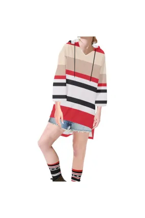 Sultry Stripes Step Hem Tunic Hoodie for Women (Model H25)