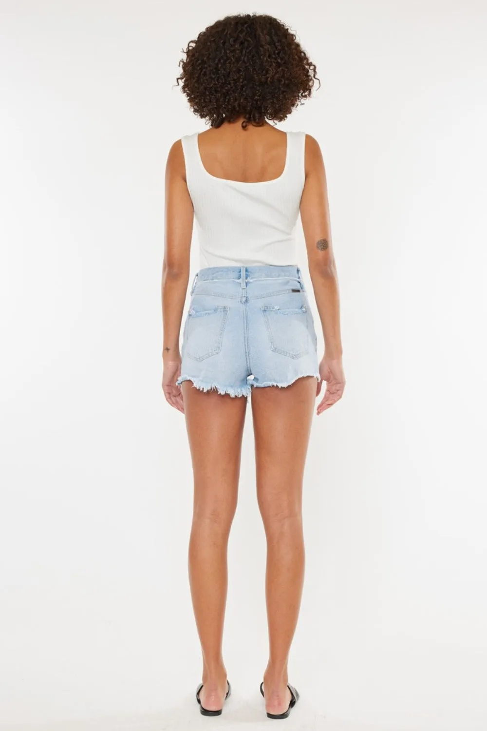 Kancan Distressed Button Fly Denim Shorts