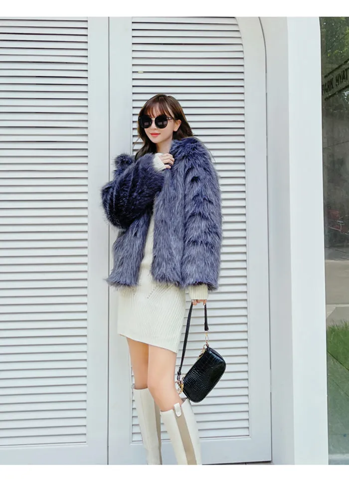 Monica Hooded Crop Faux Fur Coat