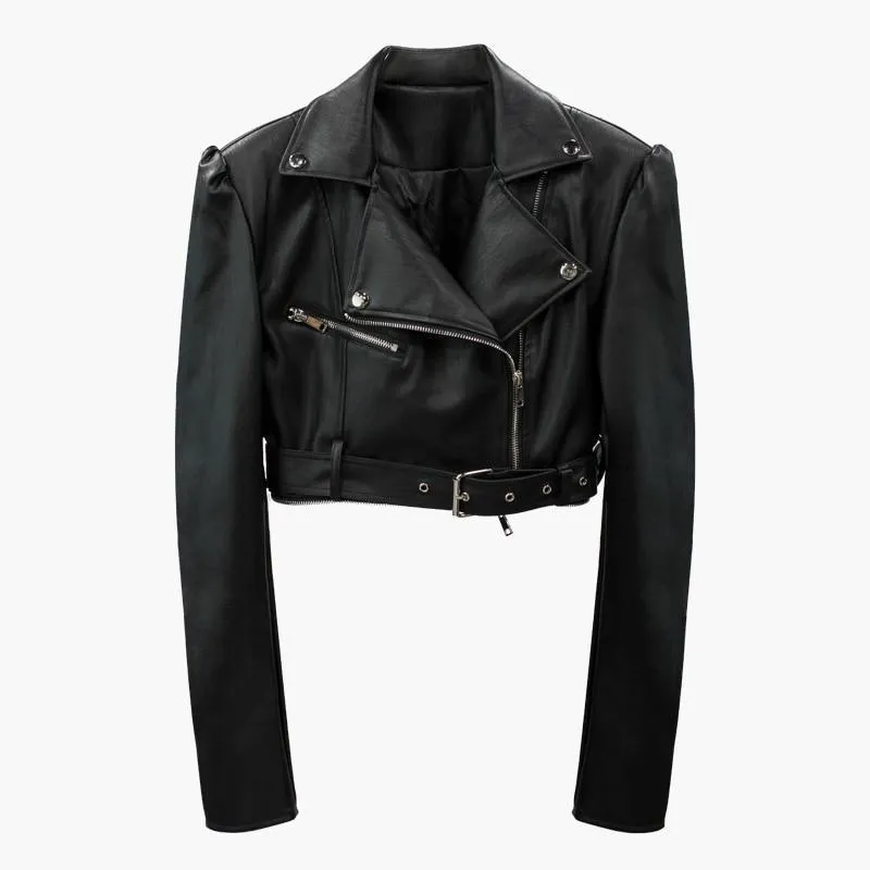 Women Jacket Faux Leather Jacket Lower Edge Detachable