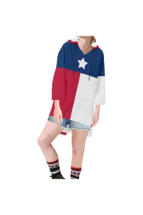 Texas Step Hem Tunic Hoodie for Women (Model H25)