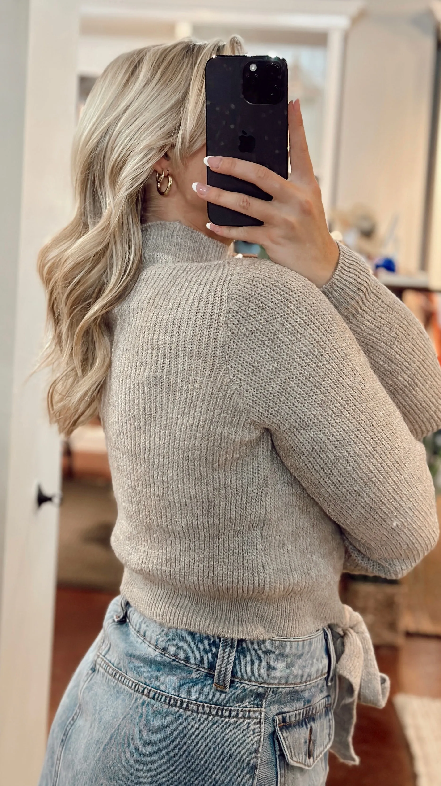 The Quite Alright Cropped Front Ribbon Sweater