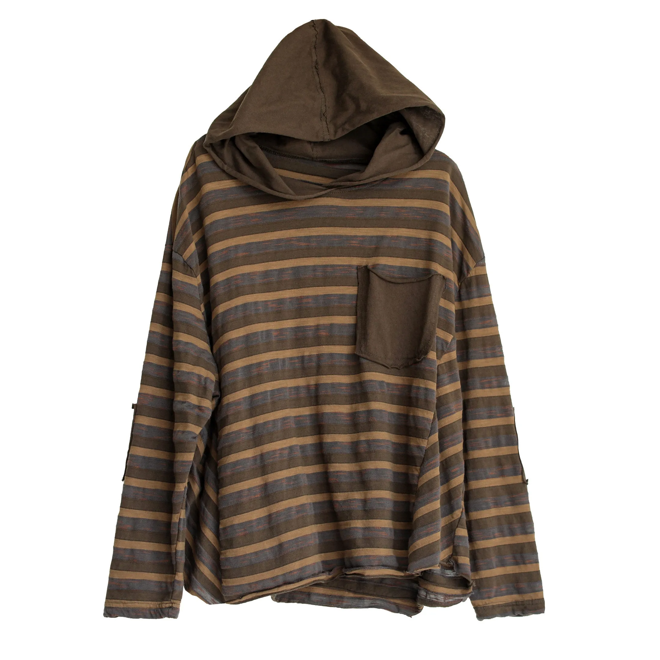 Women Autumn Stripe Cotton Pullover Hoodie