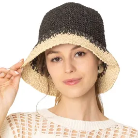 Two Tone Straw Bucket Hat