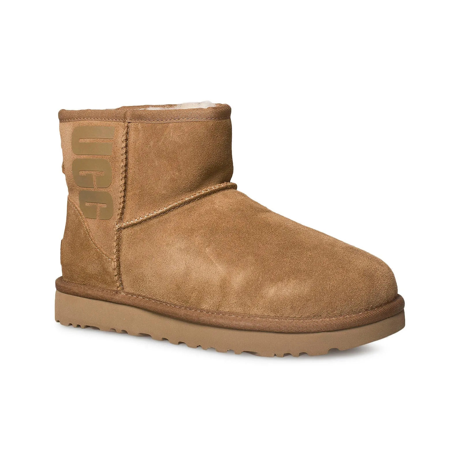 UGG Classic Mini UGG Rubber Logo Chestnut Boots - Women's