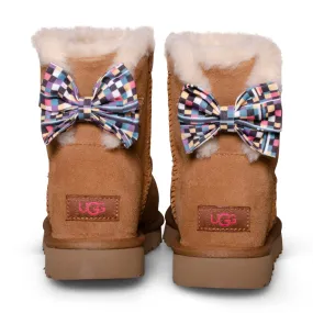 UGG Mini Bailey Bow Checker Chestnut Boots - Women's