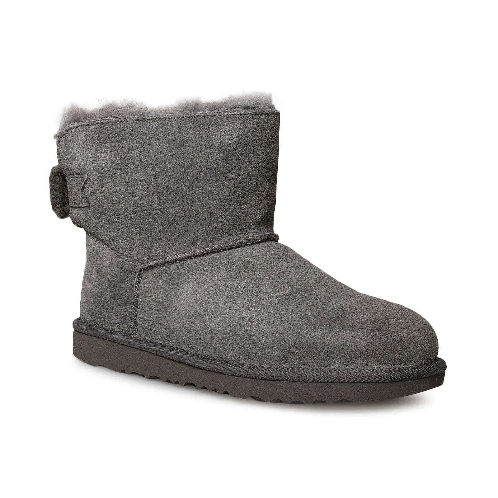 UGG Mini Bailey Knit Bow Charcoal Boots - Youth