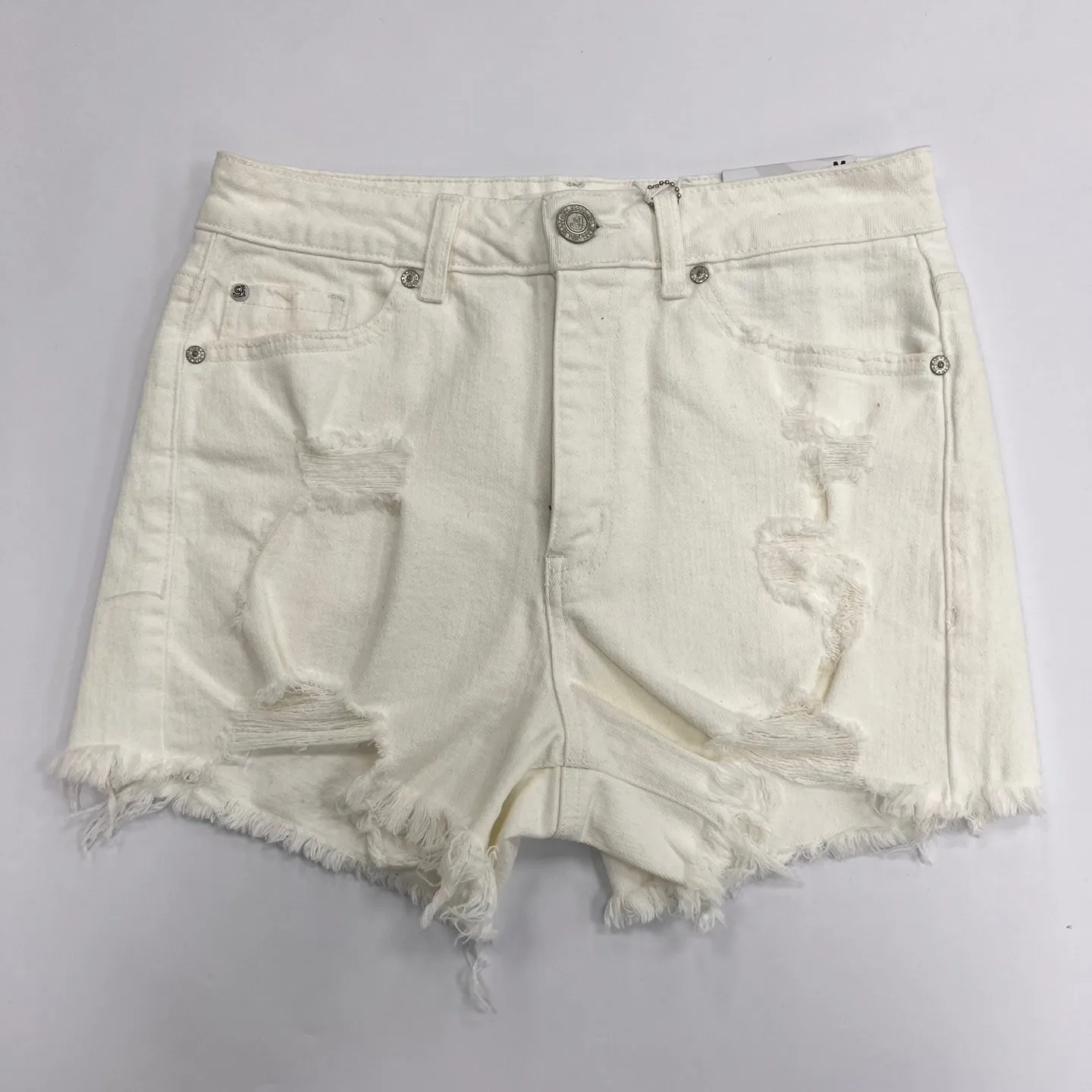 Super High Rise Destructed Mom Shorts