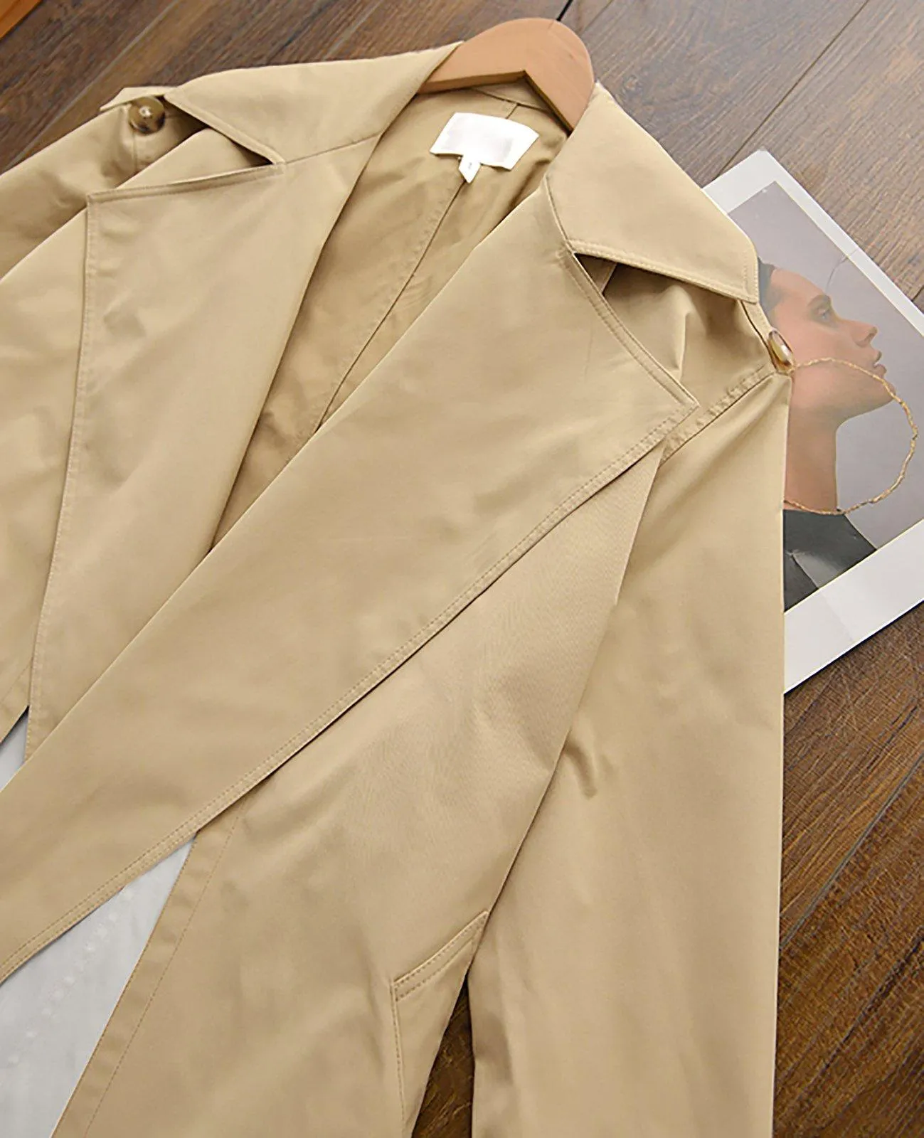 Greta Color Block Belted Wrap Trench Coat