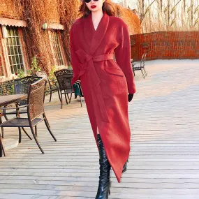 Women Thick Wool Long Coat,Red Maxi Wool Coat,Purple Long Wool Coat,Handmade Wool Coat,Warm Winter Coat,Wrap Wool Long Coat,Thick Wool Coat