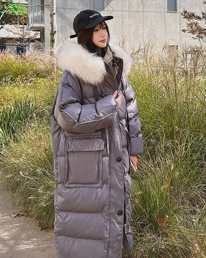 Hellen Fur Hooded Long Puffer Coat