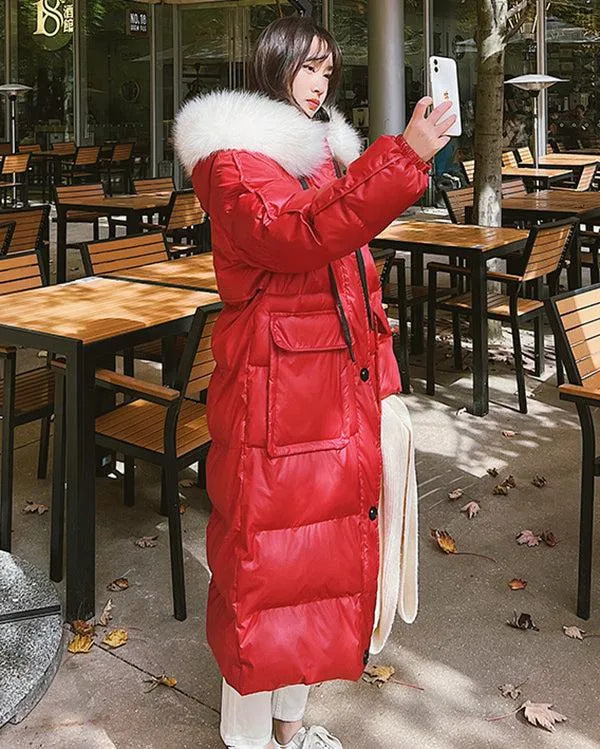 Hellen Fur Hooded Long Puffer Coat