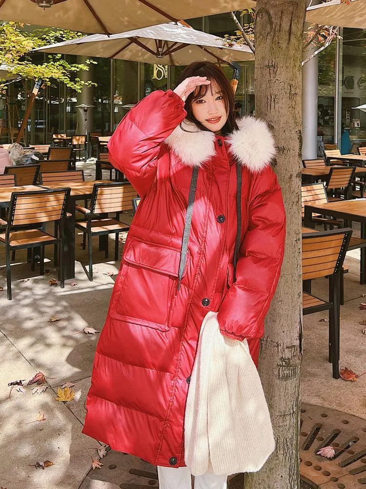 Hellen Fur Hooded Long Puffer Coat