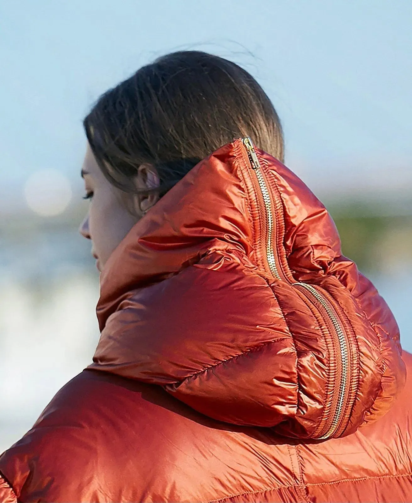 Eudora Orange Hooded Goose Down Coat