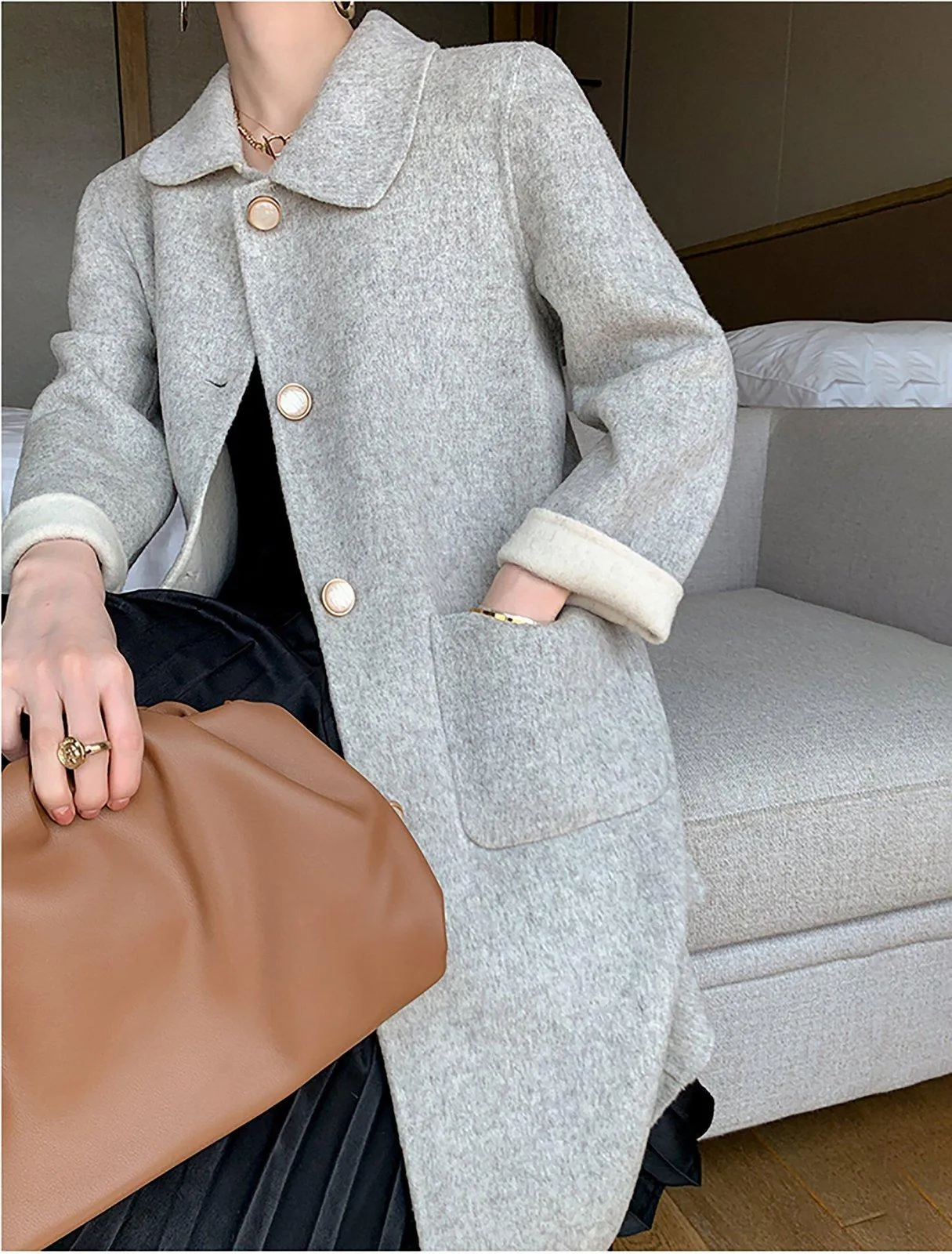 Women Double face Wool coat,Handmade Wool Coat,Blue wool coat,Yellow Wool coat,Winter Coat Women,Pink wool Coat,Wool long coat,Vivian7 W104